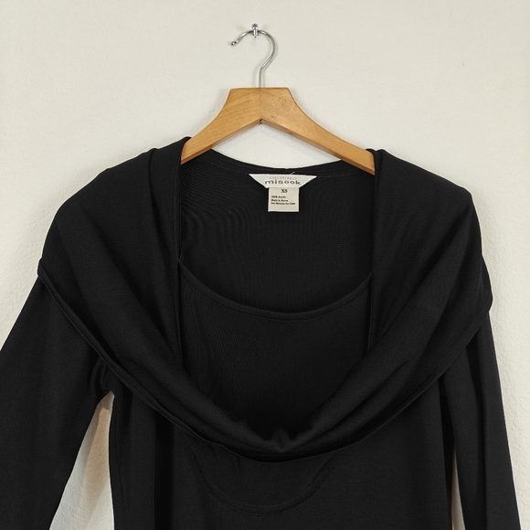 Exclusively MISOOK Knee Length Black Acrylic 3/4 Sleeve Cowl Neck Dress Size XS - Picture 6 of 13
